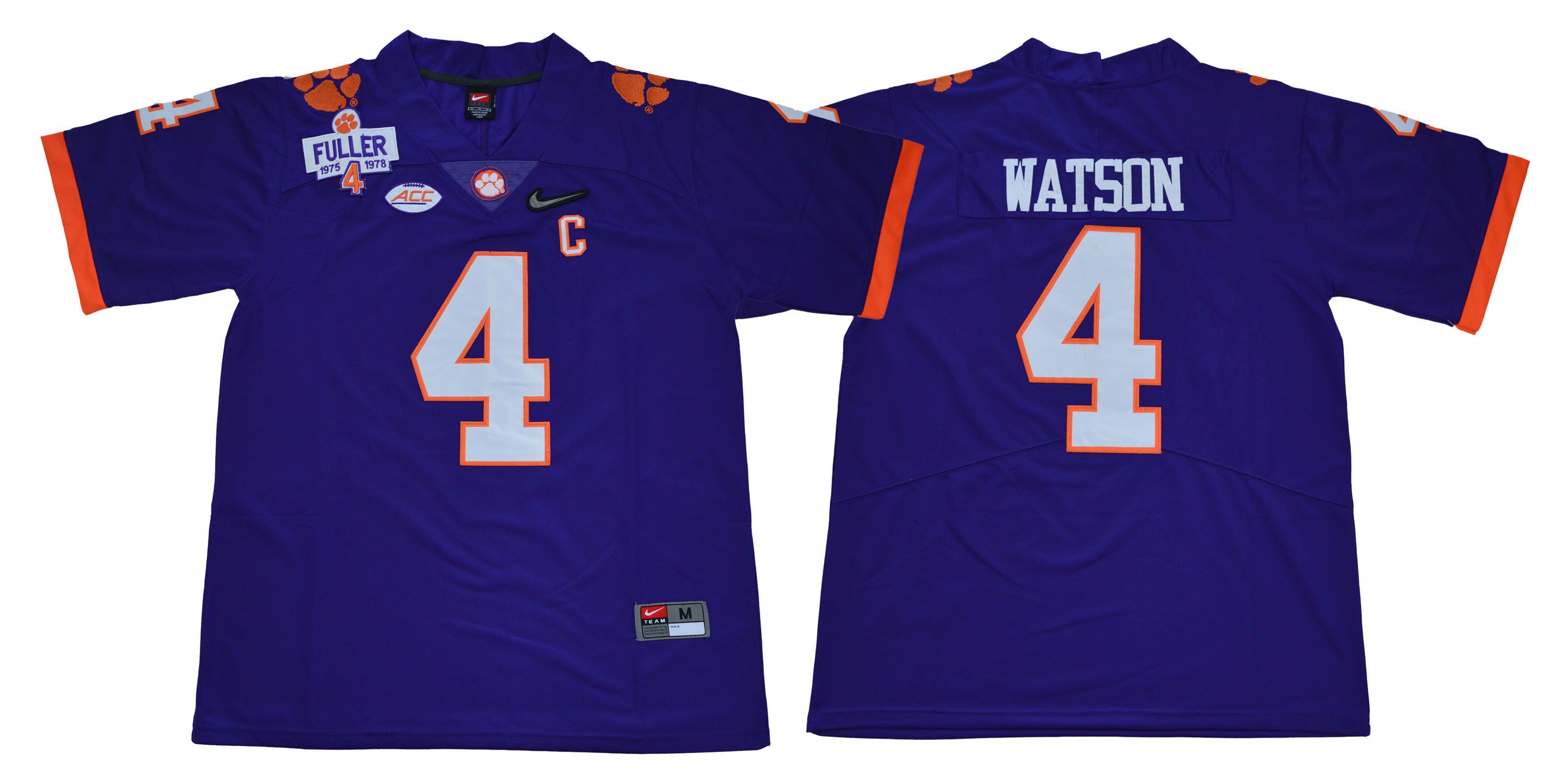 Men Clemson Tigers #4 Watson Purple Diamonds NCAA Jerseys